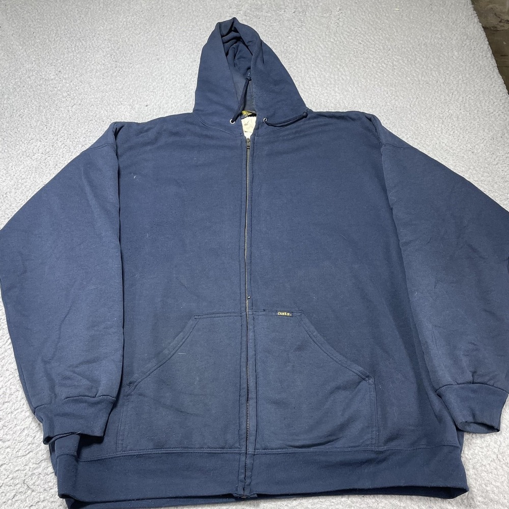 OshKosh Hoodie Mens 3XL Navy Blue Thermal Lined Full Zip Workwear Sweatshirt VTG